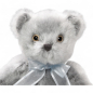 Preview: Plüschtier: Bär, grauer Teddy nostalgischer Art mit türkis-weißer Schleife | Kuscheltier | Stofftier