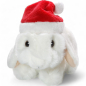 Preview: Plüschtier: Hase mit Weihnachtsmütze sitzend weiß, Schneehase | Kuscheltier | Stofftier