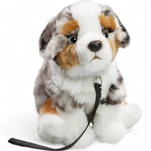 Australian Shepherd Dog with Lead | soft toy | stuffed animal | plush toy