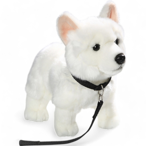 German Shepherd Dog white with Lead | soft toy | stuffed animal | plush toy