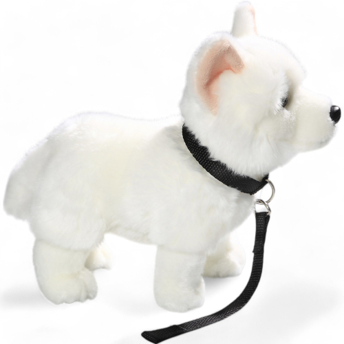 German Shepherd Dog white with Lead | soft toy | stuffed animal | plush toy