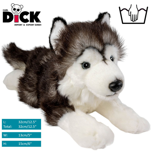 Husky Black White Lying Soft Toy