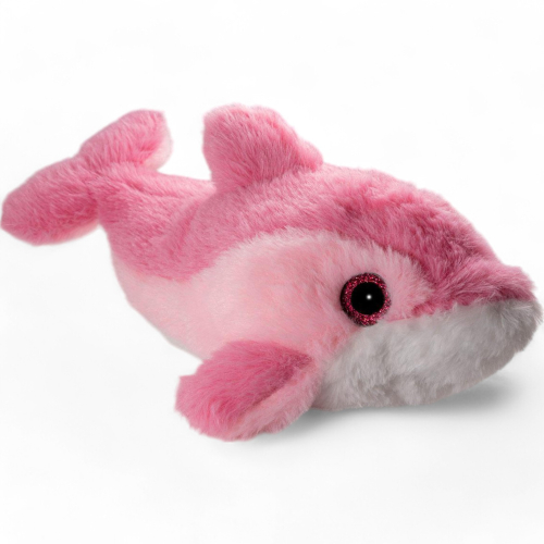 Dolphin pink with glitter eyes, soft toy, stuffed animal