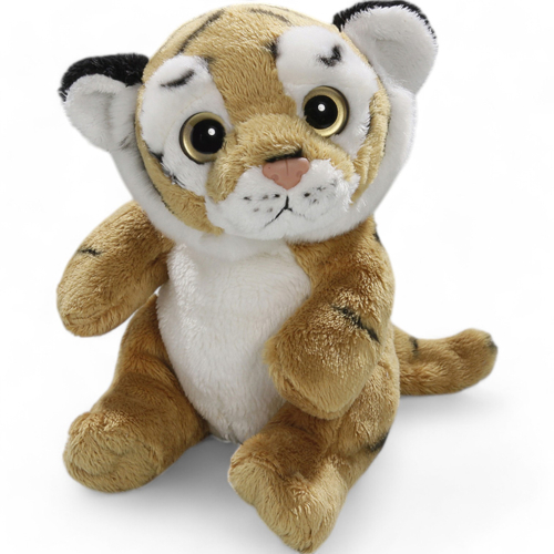 Plüschtier: Tiger braun sitzend mit großen Augen | Kuscheltier | Stofftier