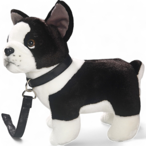 Plüschtier: Französische Bulldogge stehend mit Leine | Kuscheltier | Stofftier