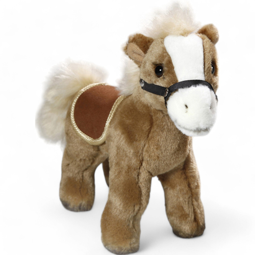 Horse standing grey-brown with saddle | soft toy | stuffed animal | plush toy