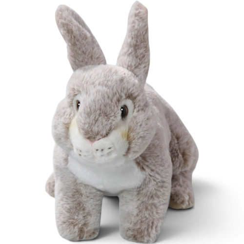 Uni-Toys Plüschhase Klopfer – Naturrealistisches Kuscheltier, 100 % Recycling-Füllung