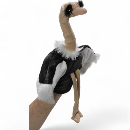 Plüschtier: Strauß, Vogel Handpuppe | Kuscheltier | Stofftier