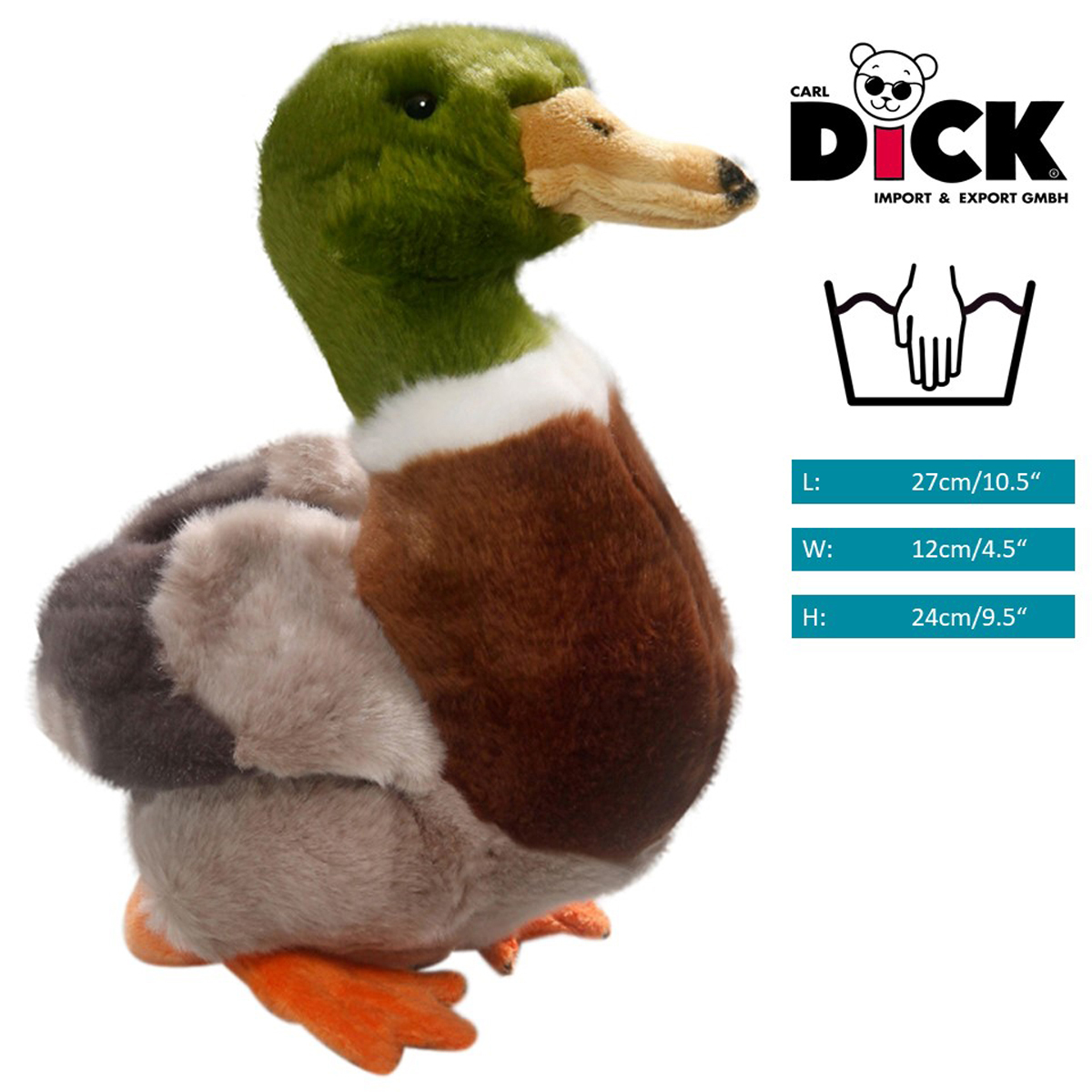 Stofftier Ente H. ca. 13 cm Kuscheltier Plüschtier Kuscheltier 