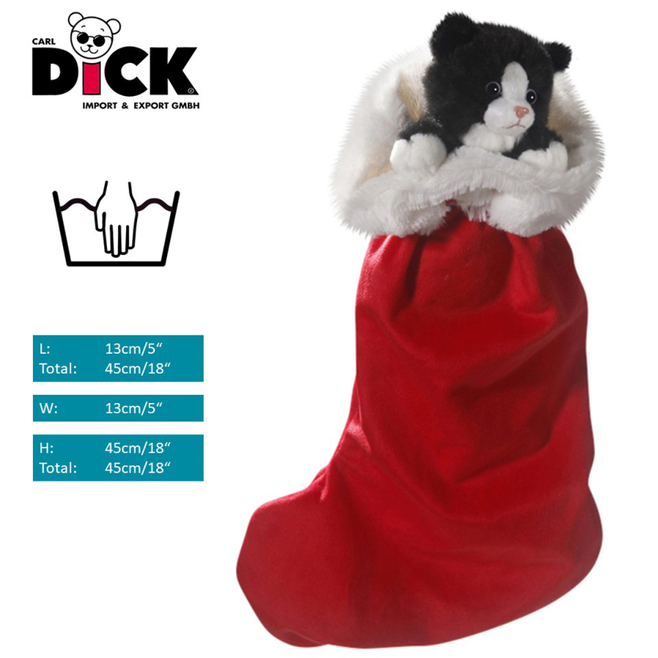 Cat black-white in X-Mas Sock | soft toy | stuffed animal | plush toy