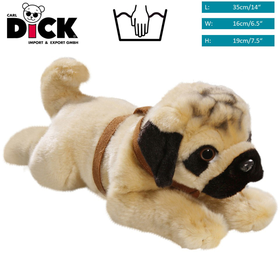 Bulldogge, Pug lying with belt | soft toy | stuffed animal | plush toy