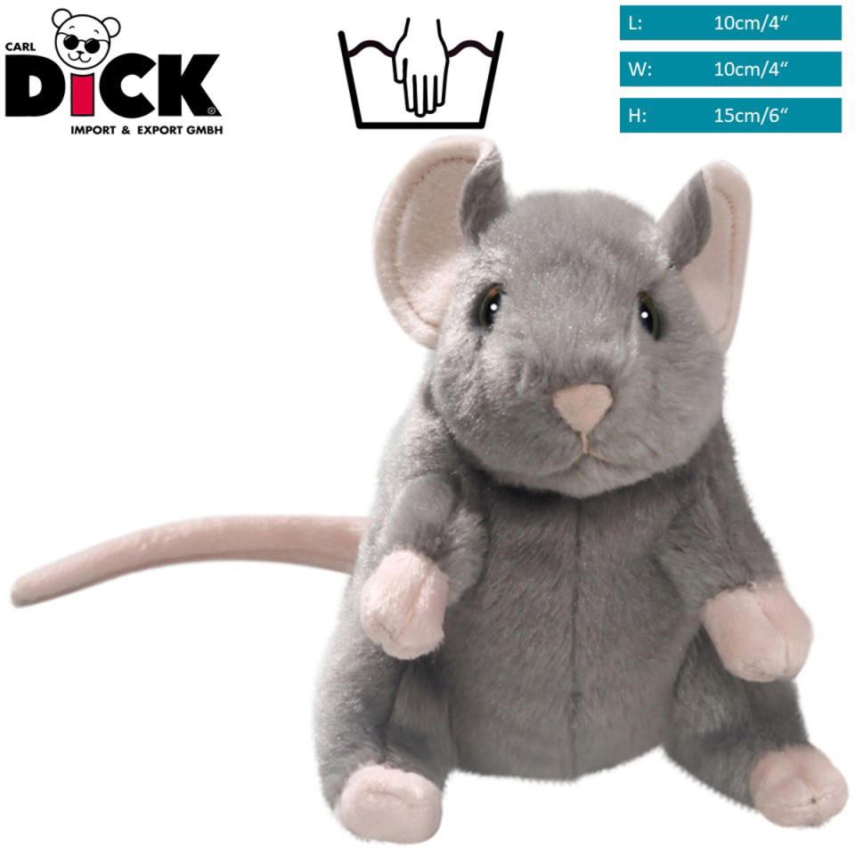 Plüschtier: Maus grau aufrecht stehend | Kuscheltier | Stofftier