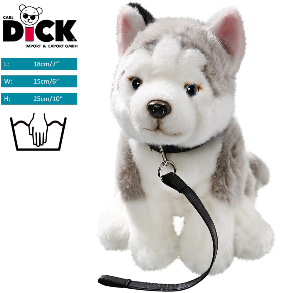 Plüschtier: Husky sitzend mit Leine | Kuscheltier | Stofftier