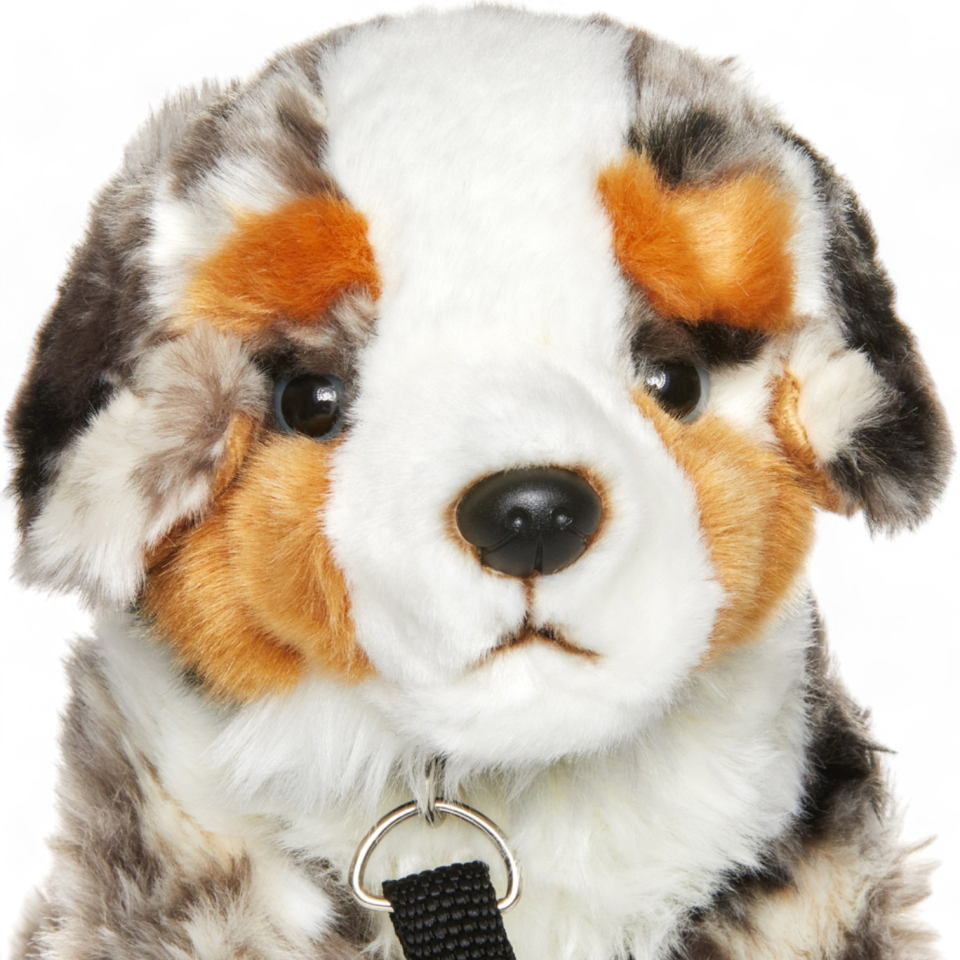 Australian Shepherd Dog with Lead | soft toy | stuffed animal | plush toy