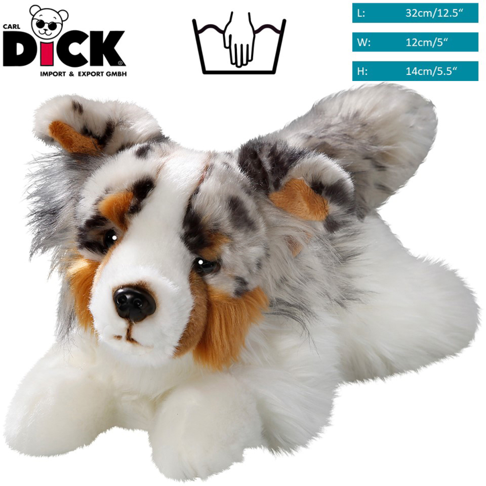 Australian Shepherd Dog lying | soft toy | stuffed animal | plush toy