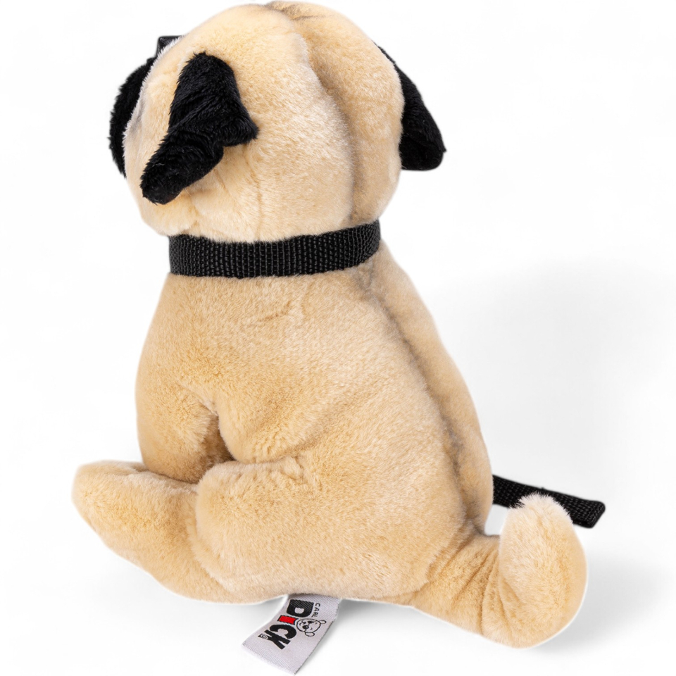 Plüschtier: Mops stehend mit Leine | Kuscheltier | Stofftier