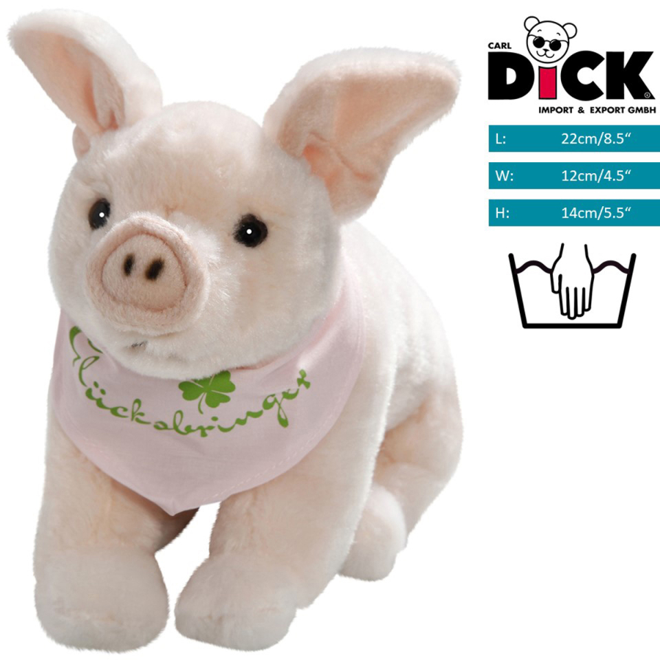 Plüschtier: Schwein mit Tuch Glücksbringer stehend | Kuscheltier | Stofftier