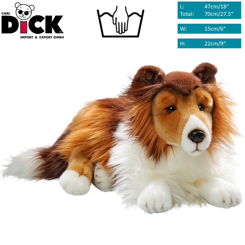 Collie, Rough Collie Dog lying | soft toy | stuffed animal | plush toy