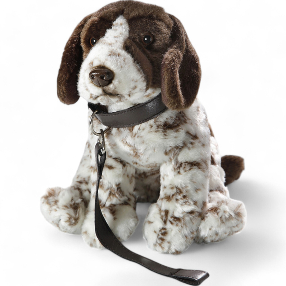 English Pointer with lead | soft toy | stuffed animal | plush toy