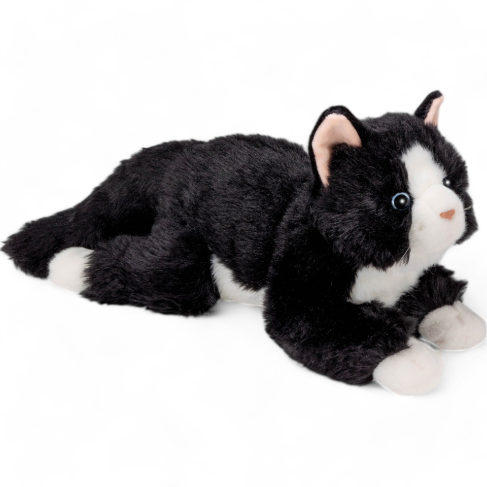 Cat lying black-white | soft toy | stuffed animal | plush toy