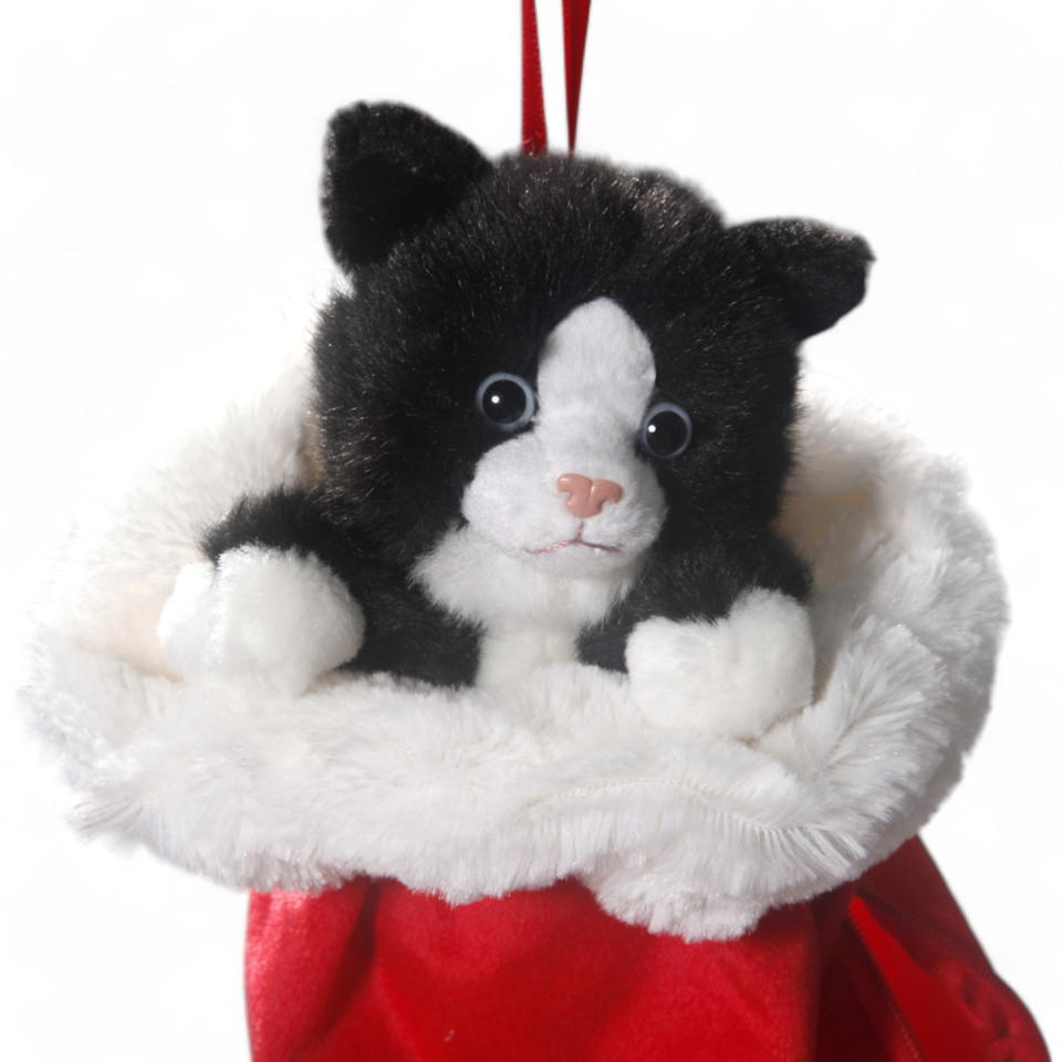 Cat black-white in X-Mas Sock | soft toy | stuffed animal | plush toy