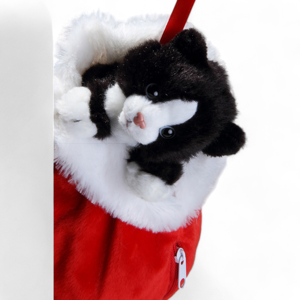 Cat black-white in X-Mas Sock | soft toy | stuffed animal | plush toy