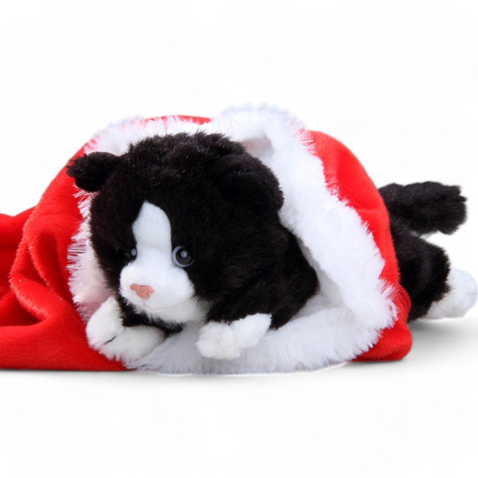 Cat black-white in X-Mas Sock | soft toy | stuffed animal | plush toy