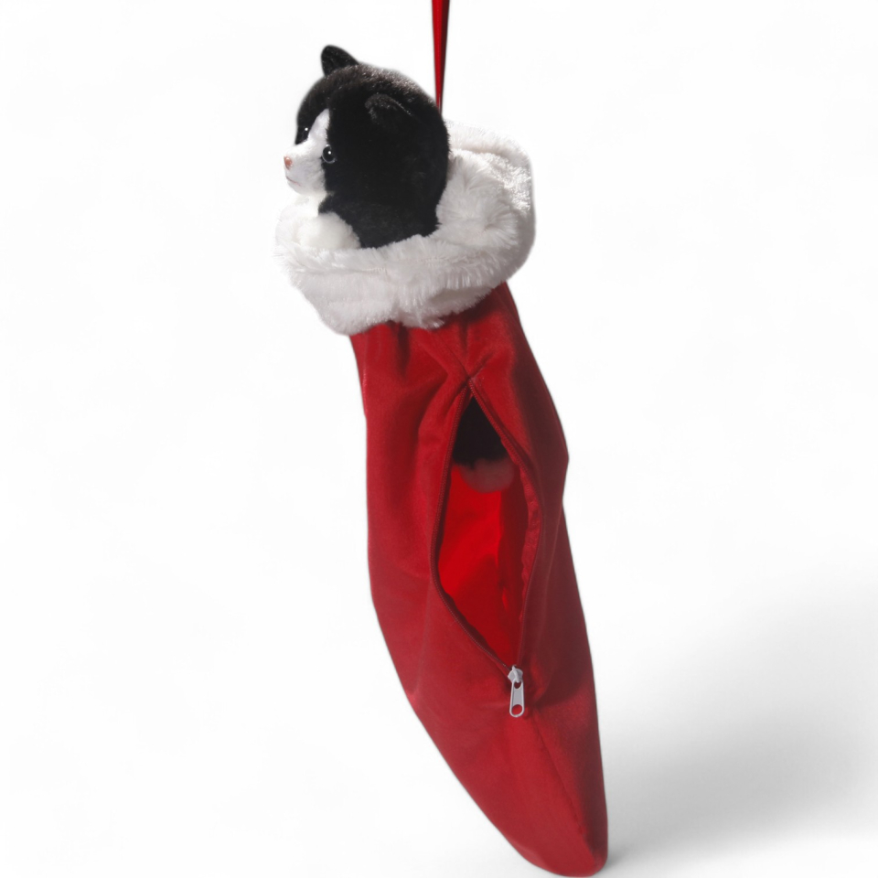 Cat black-white in X-Mas Sock | soft toy | stuffed animal | plush toy