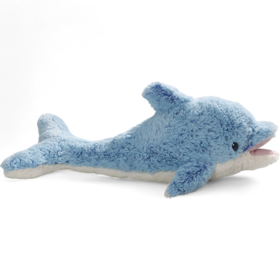 Plüschtier: Delfin mit Stimme und offenem Mund blau | Kuscheltier | Stofftier