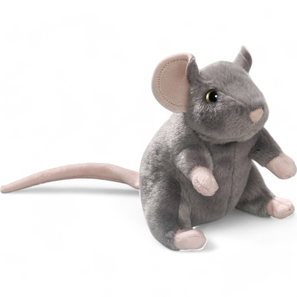 Plüschtier: Maus grau aufrecht stehend | Kuscheltier | Stofftier