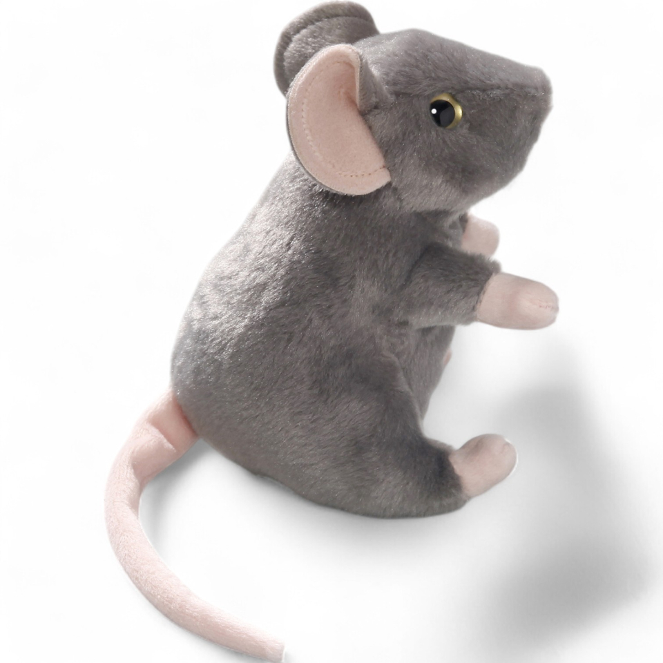 Plüschtier: Maus grau aufrecht stehend | Kuscheltier | Stofftier