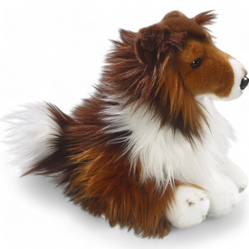 Plüschtier: Collie, Langhaarcollie sitzend | Kuscheltier | Stofftier