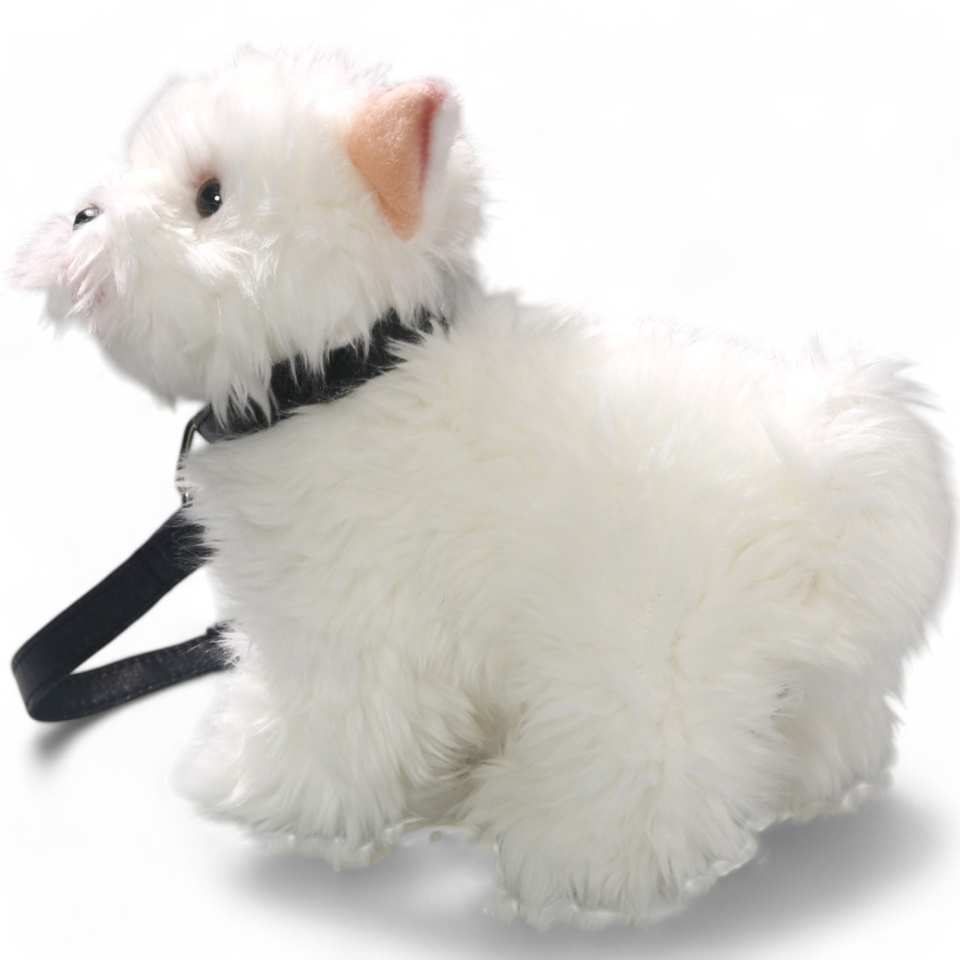 Plüschtier: Westie, West Highland Terrier stehend mit Leine | Kuscheltier | Stofftier