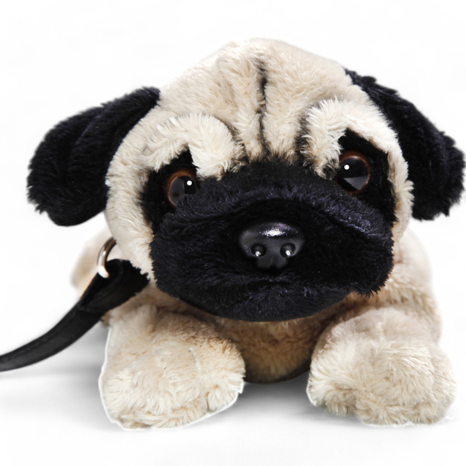 Pug Dog lying with lead | soft toy | stuffed animal | plush toy