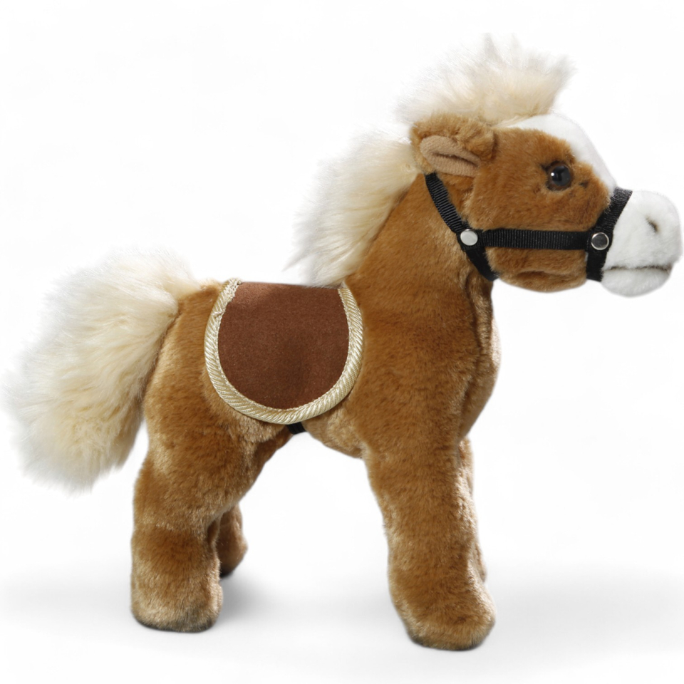 Horse standing beige with saddle | soft toy | stuffed animal | plush toy