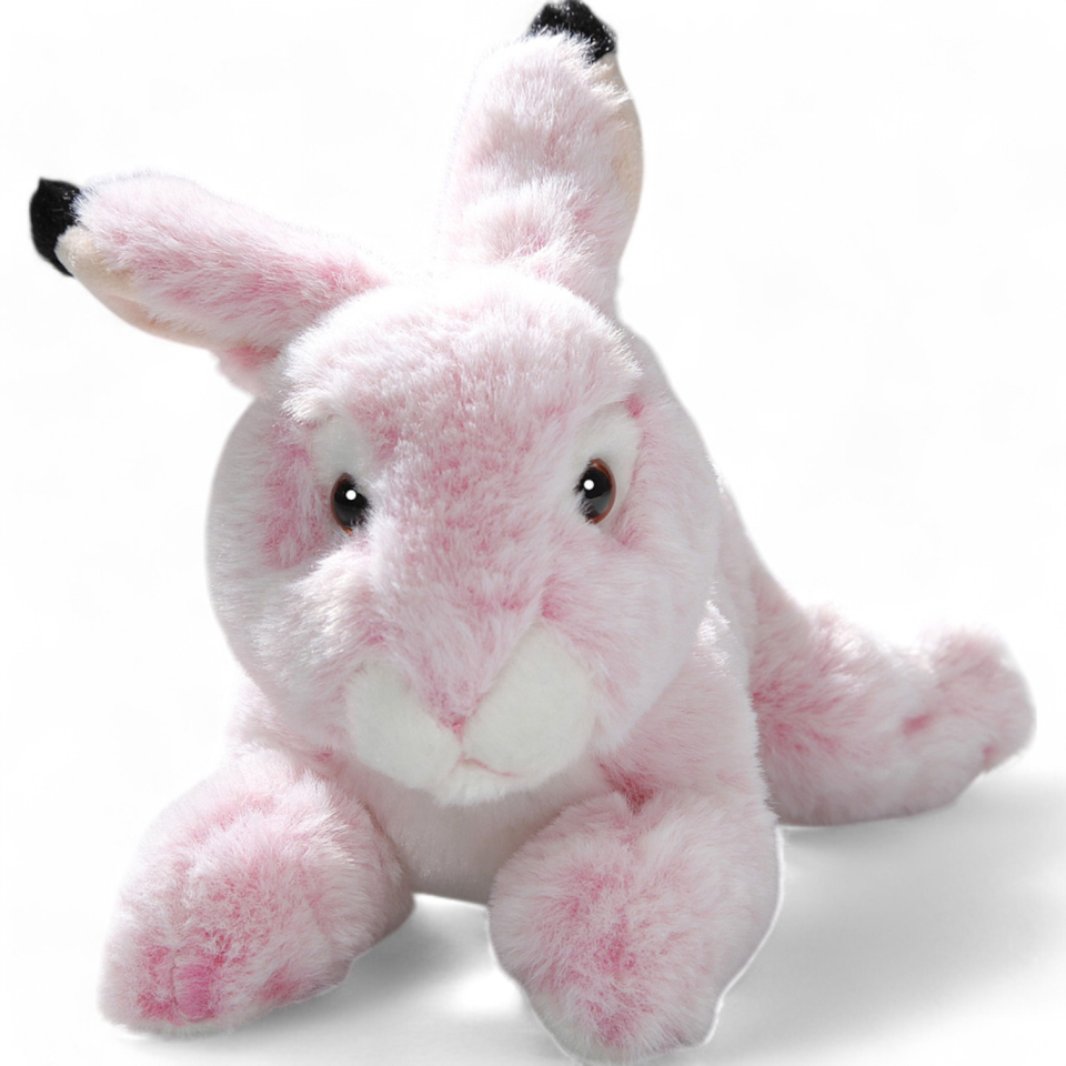 Plüschtier: Hase liegend rosa | Kuscheltier | Stofftier