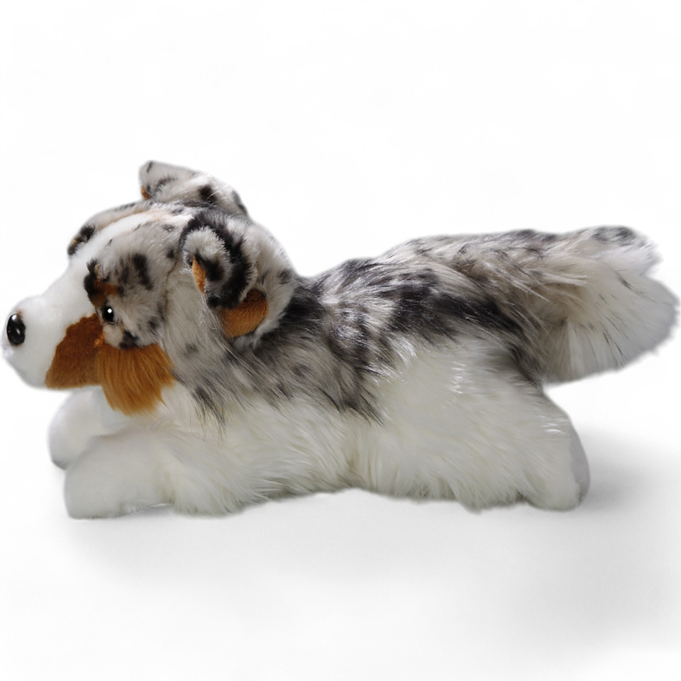 Australian Shepherd Dog lying | soft toy | stuffed animal | plush toy
