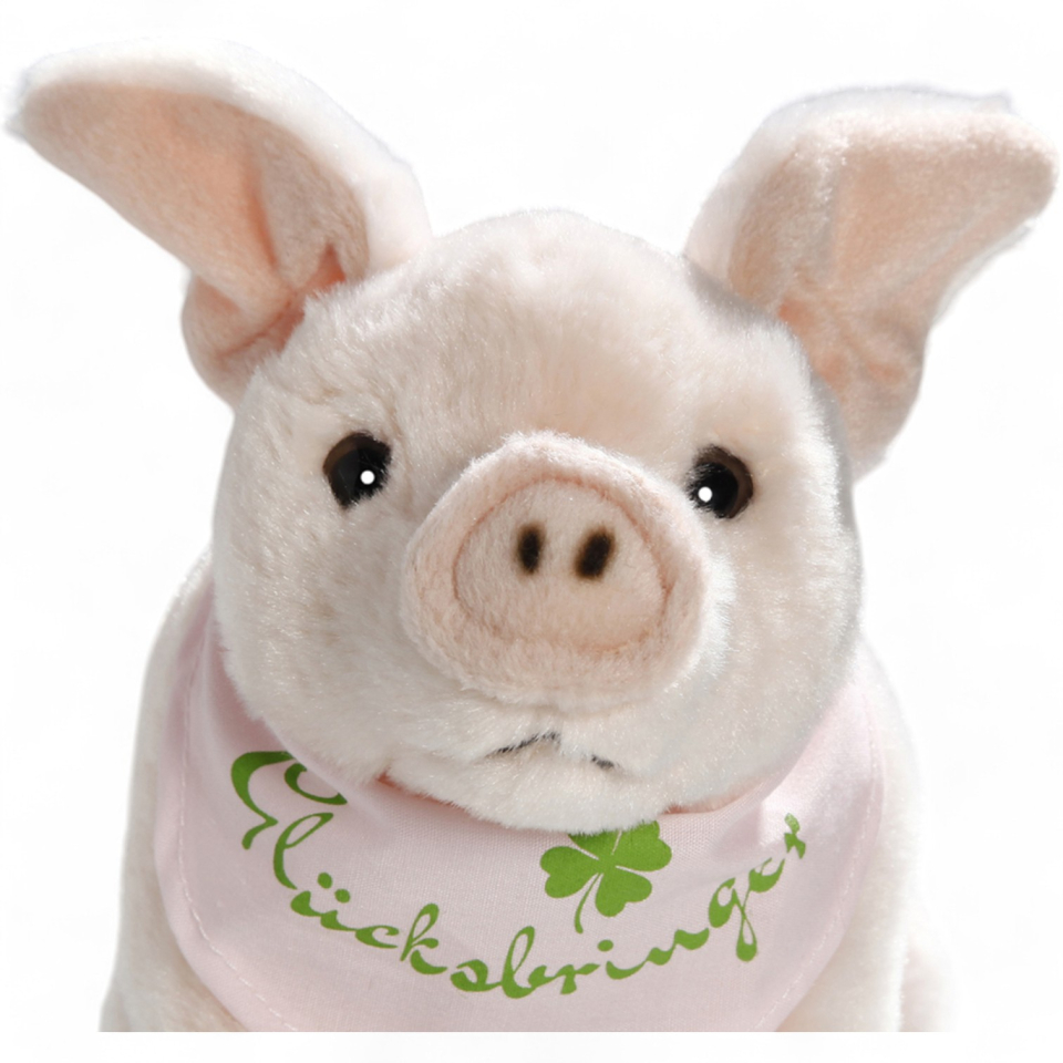 Plüschtier: Schwein mit Tuch Glücksbringer stehend | Kuscheltier | Stofftier