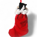 Cat black-white in X-Mas Sock, soft toy, stuffed animal