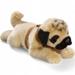 Bulldogge, Pug lying with belt, soft toy, stuffed animal