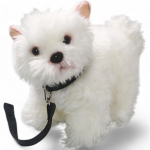 Westie, West Highland Terrier stehend mit Leine, Plüschtier