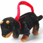 Dackel stehend schwarz als Handtasche, Plüschtier