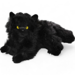 Cat, Persian lying black, soft toy, stuffed animal